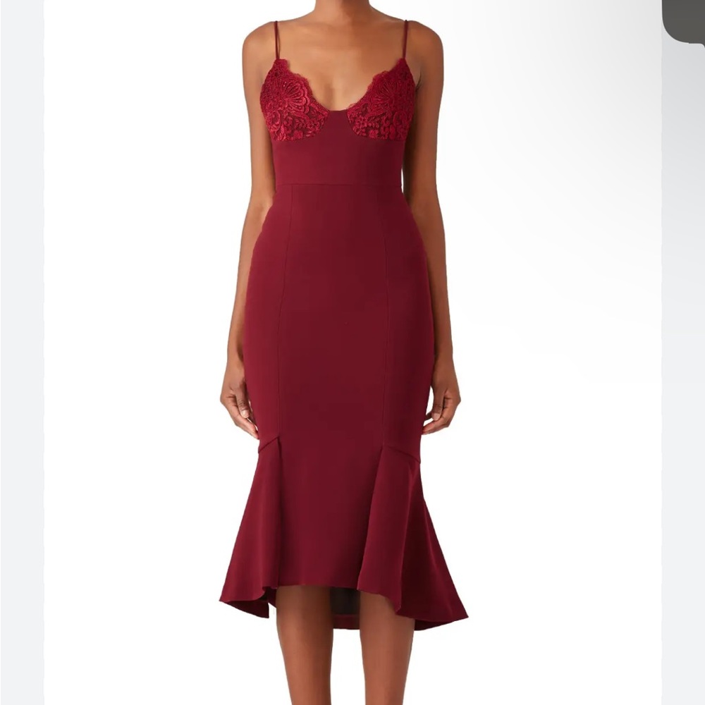 Nicholas maroon burgundy tuck hem bra dress US 6